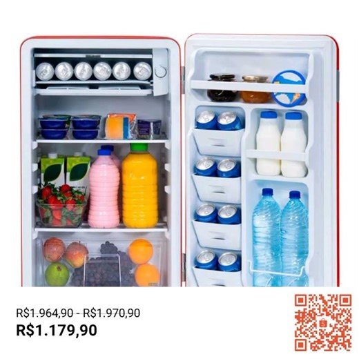 Frigobar Retrô Rubi 95L – Compacto, Charmoso e Super Prático!