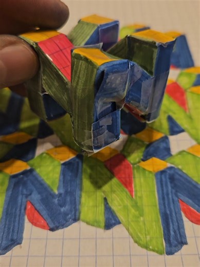 I made an N64 logo out of a sheet of graphing paper. #n64 #nintendo #3dmodeling