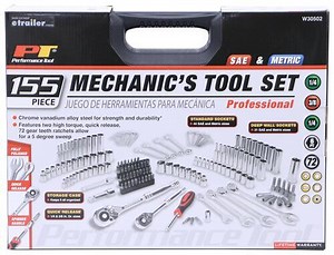 Mechanic Tool Set - SAE and Metric - Alloy Steel - 155 Pieces Performance Tool Automotive Tools PT73