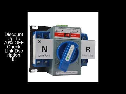 2P 63A Dual Power Automatic Transfer Switch, AC110V, Plastic & Red Copper, Toggle Control Converts B