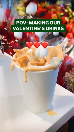 Gus’s Market | San Francisco on Instagram: "And why is it always in slo-mo? FEB CAFE MENU @ NORIEGA: ☁️ On Cloud Nine | Latte w/ white chocolate, vanilla & marshmallows 🤗You Make Me Blush | White mocha w/ raspberry puree 🤵🏻‍♂️Tuxedo Mocha | White + Dark chocolate 🌰 Raspberry Almond Truffle | Mocha w/ almond syrup & raspberry puree 🍵 Raspberry Matcha | Sweetened w/ simple syrup or vanilla syrup *Disclaimer: marshmallows will actually be gently garnished on top (unless specifically requested)
