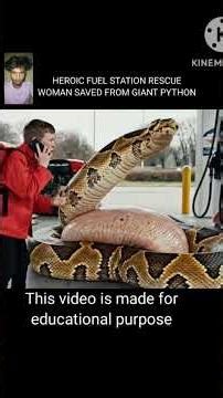 HEROIC FUEL STATION RESCUE WOMAN SAVED FROM GIANT PYTHON#shorts🙏🐍