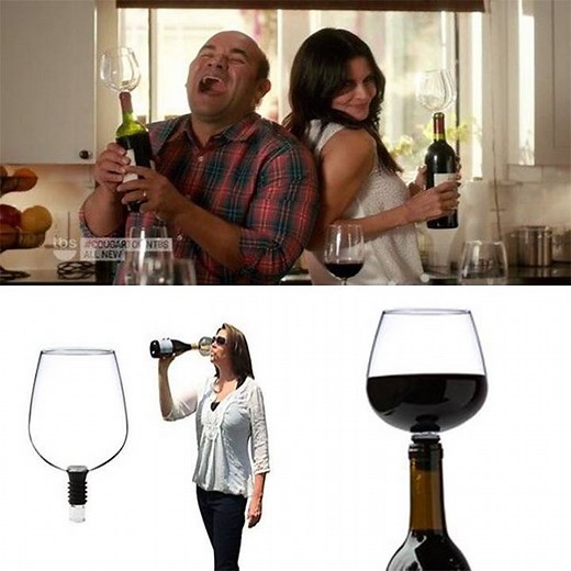The Guzzle Buddy transforms a bottle of wine into a classy wine glass, so you can sip without shame. | TMS Media