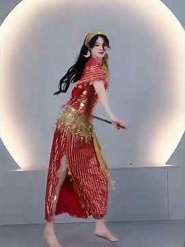 Egyptian Baladi Belly Dance Dress Costume with Coin Trim and Tassel Hip Scarf Set