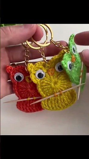 Owl Keychain Crochet Pattern PDF Round Appliqué Bag Charm Hanging Ornament Cute Accessory Tutorial