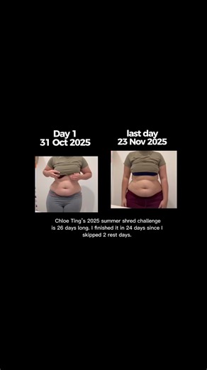 My REALISTIC results after finishing the 2025 Summer Shred Challenge by Chloe Ting | 23 Nov 2025
