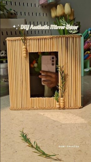 Aesthetic Mirror Decor Using Kulfi Sticks | Easy DIY #rusticdecor #mirrormakeover #KulfiStickCraft