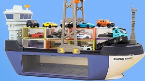 玩具拆箱：巨大的海上货船，装载集装箱 早教 益智 育儿 玩具动画