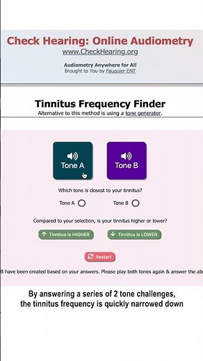 Quickly find your tinnitus frequency using 2 tone challenges! What is your tinnitus frequency???