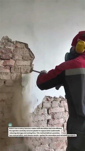 Wall Demolition Hack Using Rotary Hammer 🔥 #Construction #DIY #Tools