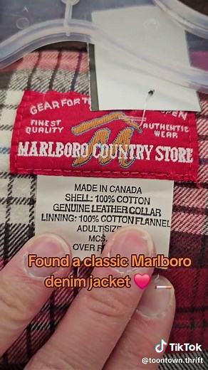 Vintage Marlboro Country Store Denim Jacket with Leather Collar