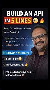 👉 Build a backend API in 5 lines 😳🔥 (FastAPI) | Viral videos