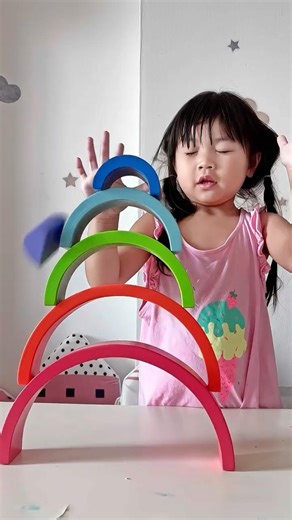 🌈✨🐻 😱NOOO!! It’s Falling!? Rainbow Tower Gone Wrong! #น้องมาตา #funny #family #kidsvideo