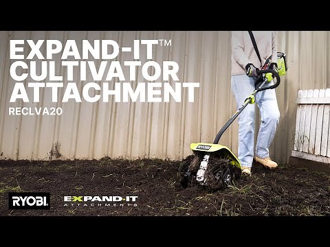 RYOBI Expand-It™ Cultivator Attachment (RECLVA20) in action