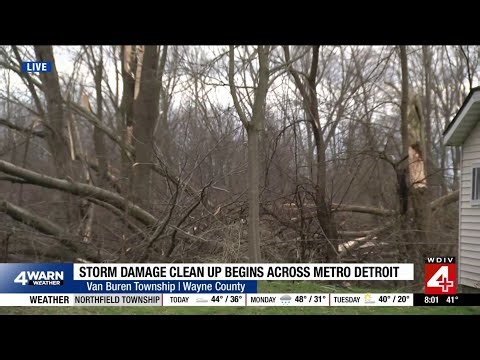 Storm damage clean up begins across Metro Detroit from a possible tornado touchdown