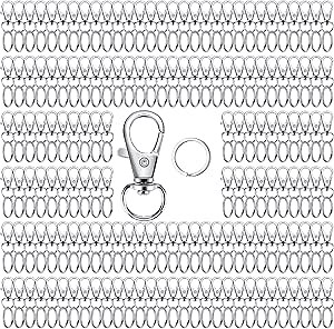 Highergo 360 Pcs Keychains Clips with Keyrings 180 Metal Swivel Snap Hooks and 180 Key Chain Rings Lobster Claw Clasp with Keyrings Keychain Clips Bulk Key Chain Making Kit for Crafts
