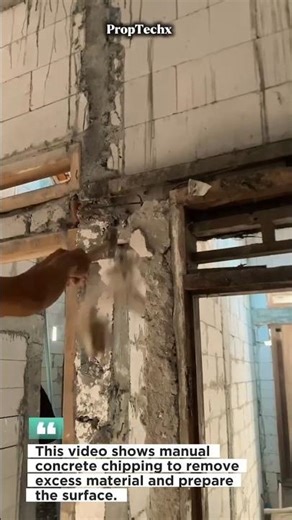 Manual Concrete Chipping Process #ConstructionWork #ConcreteRepair #Jobsite