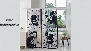 Clear Blue Print Shower Curtain Liner, Plastic Transparent Shower Curtain with Design, See Through Cool Shower Curtain Blue Clear, 72x72 Waterproof Weighted Grommet Shower Curtain Set with 12 Hooks