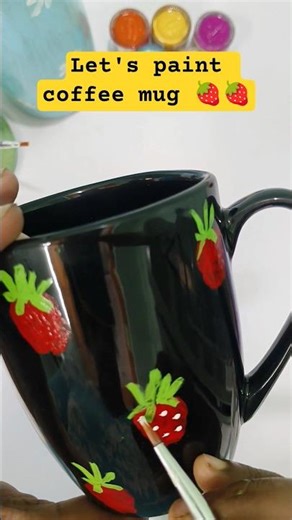 Strawberry coffee mug 🍓 #diy #asthetic #crafts #painting #coffeelover #shorts #art #creative #paint