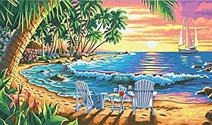 Dimensions Sunset Beach Paint by Numbers for Adults, 20'' W x 12'' L