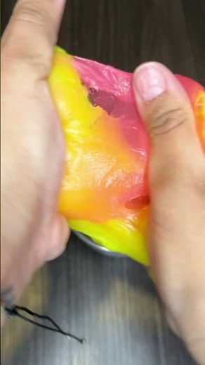 ASMR Mixing Red and Yellow Slime: Satisfying Color Blend!