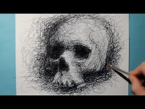 How to Draw a Realistic Skull / Ballpoint Pen Drawing / Fun Scribble Art Style