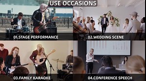 Depusheng DX4 Wireless Microphone, Professional 4 Channels Karaoke Handheld System for Home Karaoke, Meeting, Party, Church, DJ, Wedding, Home KTV Set