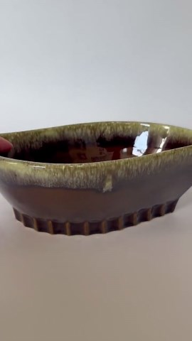 Vintage 1960s Hull Pottery Scroll Flower Dish Planter #A6- Brown Olive Green With Willow Green Drip Glaze Trim- Retro MCM Indoor Planter - Etsy Canada