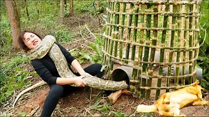 Making traps with bamboo to catch giant Pythons | Videos Omega