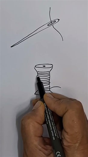 How to draw thread and needle 🧵 #drawing #tools4life #easydrawing #stitching