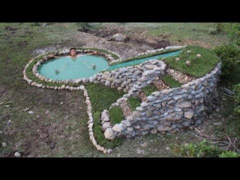 Build water slide and stone swimming pool underground
