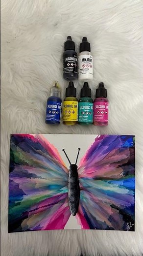 Tim Holtz Alcohol Ink Butterfly Painting by ‪@PaintWithLola‬