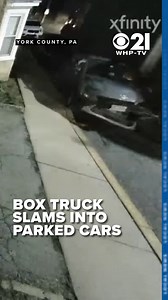 43K views · 109 reactions | CAUGHT ON VIDEO: Box truck slams into parked cars in York County READ MORE: https://bit.ly/3DJHokZ #truck #crash #car #accident #yorkcounty #news #localnews #caughtoncamera #surveillance #caughtonvideo #ringcamera #footage | Local 21 CBS News, WHP Harrisburg | Facebook