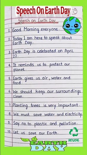 Speech On Earth Day in English 🌎|Earth Day Speech in English |Speech On Save Earth | Earth Day 2026