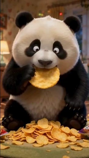 Funny Panda Eating Chips | Chair Breaks! 😂 Cute Panda Cartoon | Kids YouTube Shorts #funnyanimals