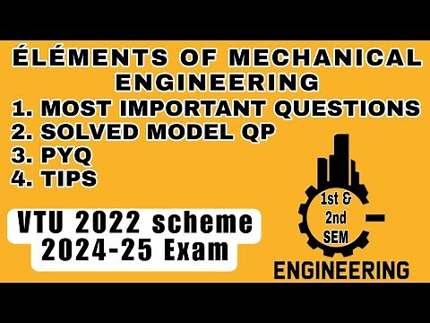 Elements of Mechanical Engineering MOST IMPORTANT QUESTIONS SOLVED MODEL QP, PYQ & TIPS VTU