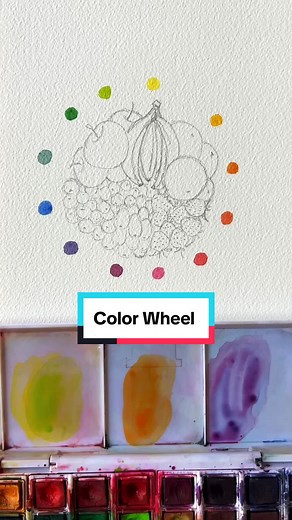 Here’s a fun way to create a color wheel with watercolor #watercolorbeginner #watercolortutorial #colortheory #arttutorial #arttok #tiktokartist