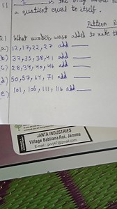 What number was added to make the pattern?a) 12, 17, 22, 27 a... | Filo