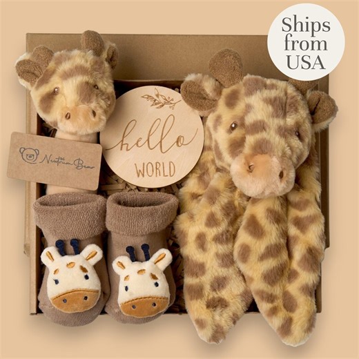 New Baby Gift Set, New Baby Boy Gift, New Baby Girl Gift, Newborn Gift Box, Safari Animal Gift, Baby Shower Gift, Baby Gift, USA - Etsy