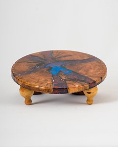 Handmade Olive Wood & Epoxy Serving Tray: Rustic Cake Stand With Legs - Etsy