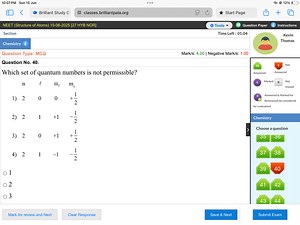 Which set of quantum numbers is not permissible?| n | l | m_l... | Filo