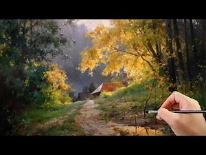 🎨 Painting a Peaceful Autumn Forest Path | Relaxing Acrylic Landscape for Beginners | #038