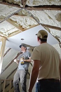 First piece of drywall! #farmhouse #homerenovation #drywallinstall #sheetrock