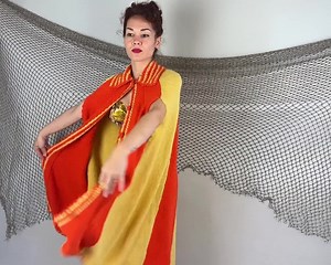 1960s Big Top at the Beach Cape | Vintage 60s Orange and Yellow Circus Stripe Wool Chenille Knit Cloak Wrap Coverup - Etsy