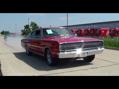 Test Drive and Burnout 1966 Dodge Charger 426 Hemi Muscle Car - Fast Lane Classic Cars