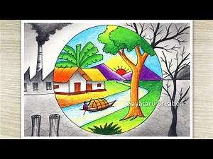 How to draw a poster for environment day, Save nature drawing, save earth