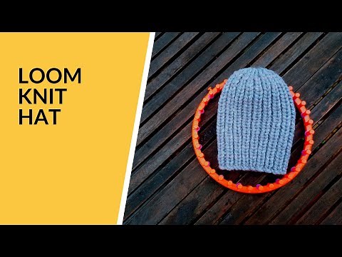 Loom Knit Ribbed Beanie, Rib Stitch Hat, Tightened Cast On, Child-Sized, Loom Knitting Project