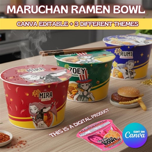 Kpop Demon Hunters Ramen Label, Cosplay Party Printables (editable Canva Templates) - Etsy