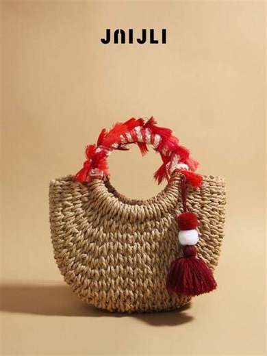 JNI JLI Natural Straw Woven Purse Women Stylish Handbag Cross Body Bag Travel Essential Casual Daily Use Bags Vintage Sling Bag Summer Fashion Handbags Mini Purses Practical Shoulder Bag Blue Pom-Pom Handle Tote Bag Ladies Daily Purse Versatile Crossbody Shoulder Bag Spacious Two-Tone Tassel Detail Handbag Must-Have Outfit Accessory Everyday Use Fashion Purse Boho Style Shoulder Bag | SHEIN