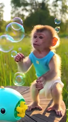 Bubble Chase! Baby Monkey Plays 🐒💨🫧